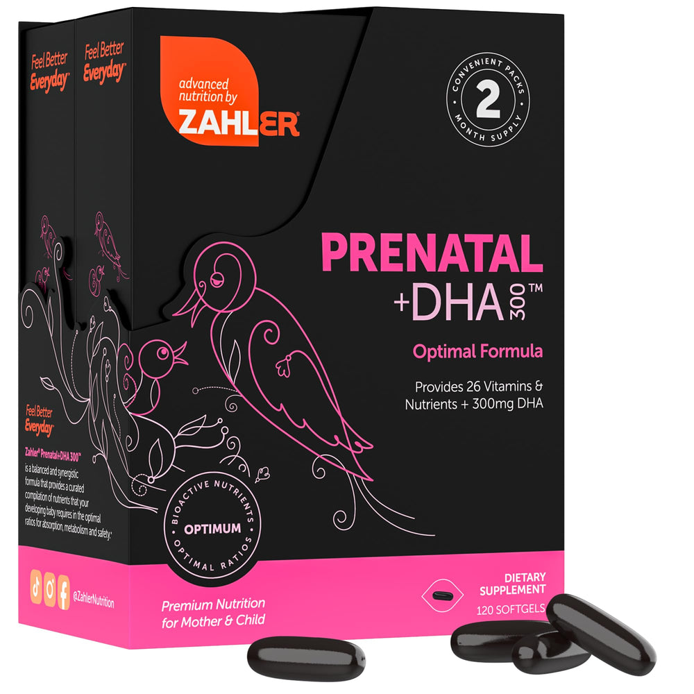 Zahler Prenatal Softgels closeup highlights easy swallowing and tasteless texture