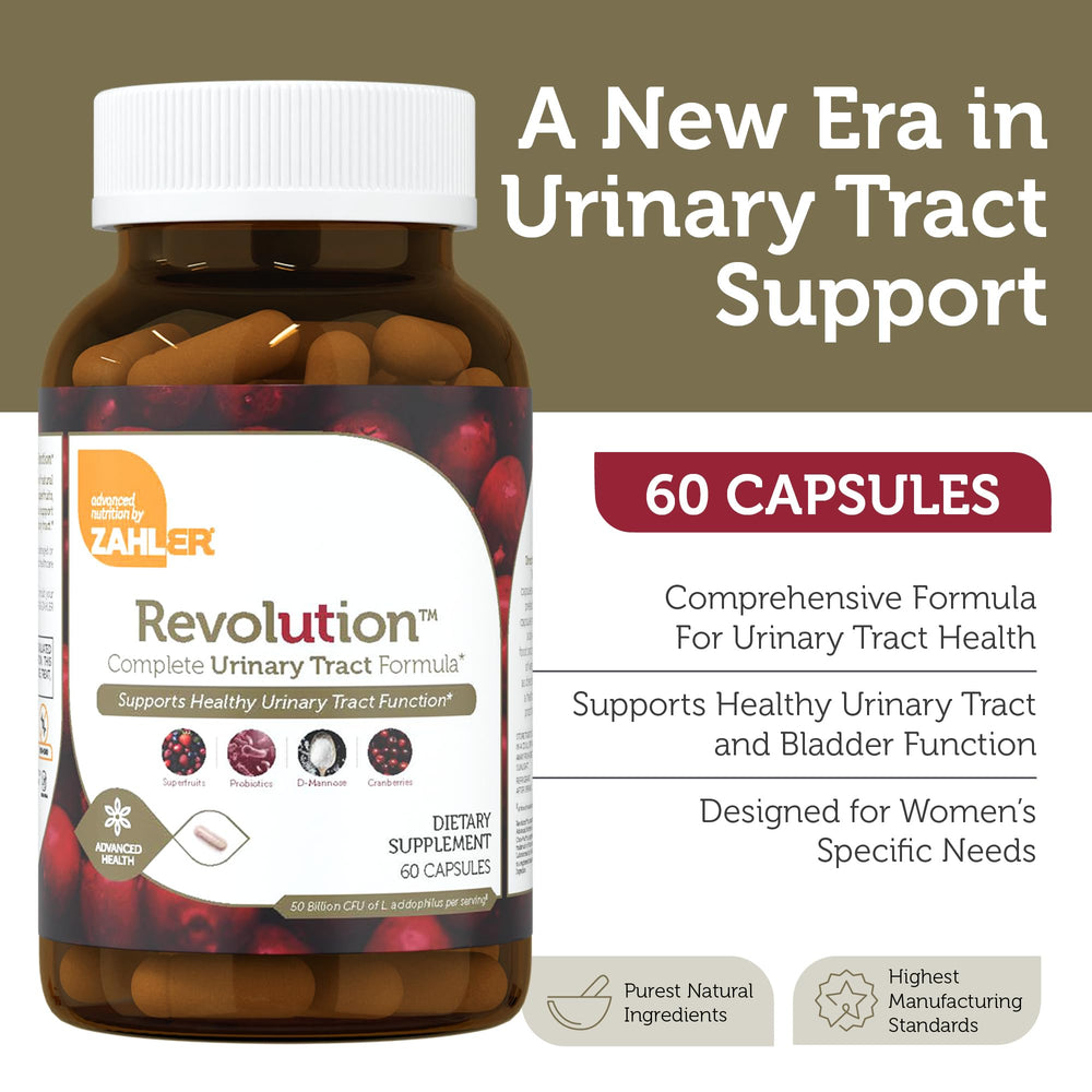 Zahler RevolUTion 1200mg D-Mannose capsules for urinary tract support.