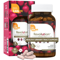 Zahler RevolUTion bottle displaying the complete urinary tract health formula for women.