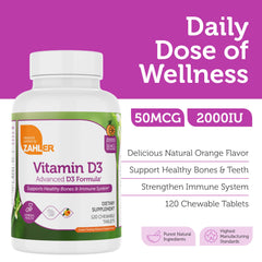 Zahler Vitamin D3 orange-flavor chewables enable convenient daily intake.