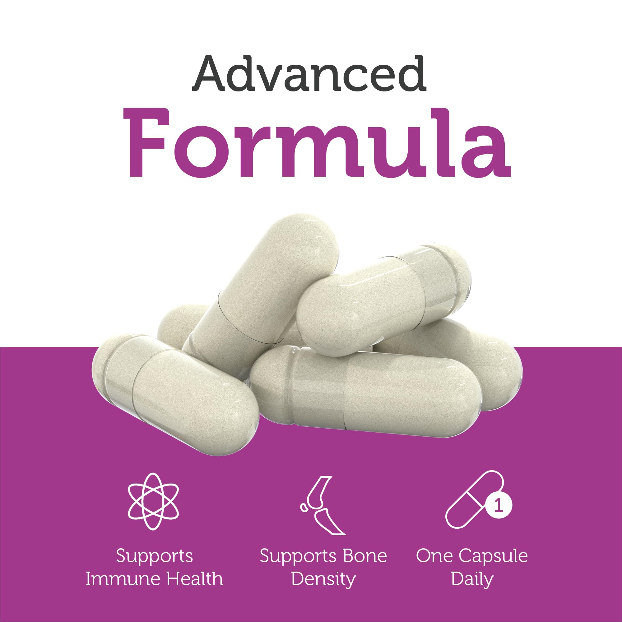 Zahler Vitamin D3 & K2 Advanced bottle nutrition panel shown with ingredients and dosage details.
