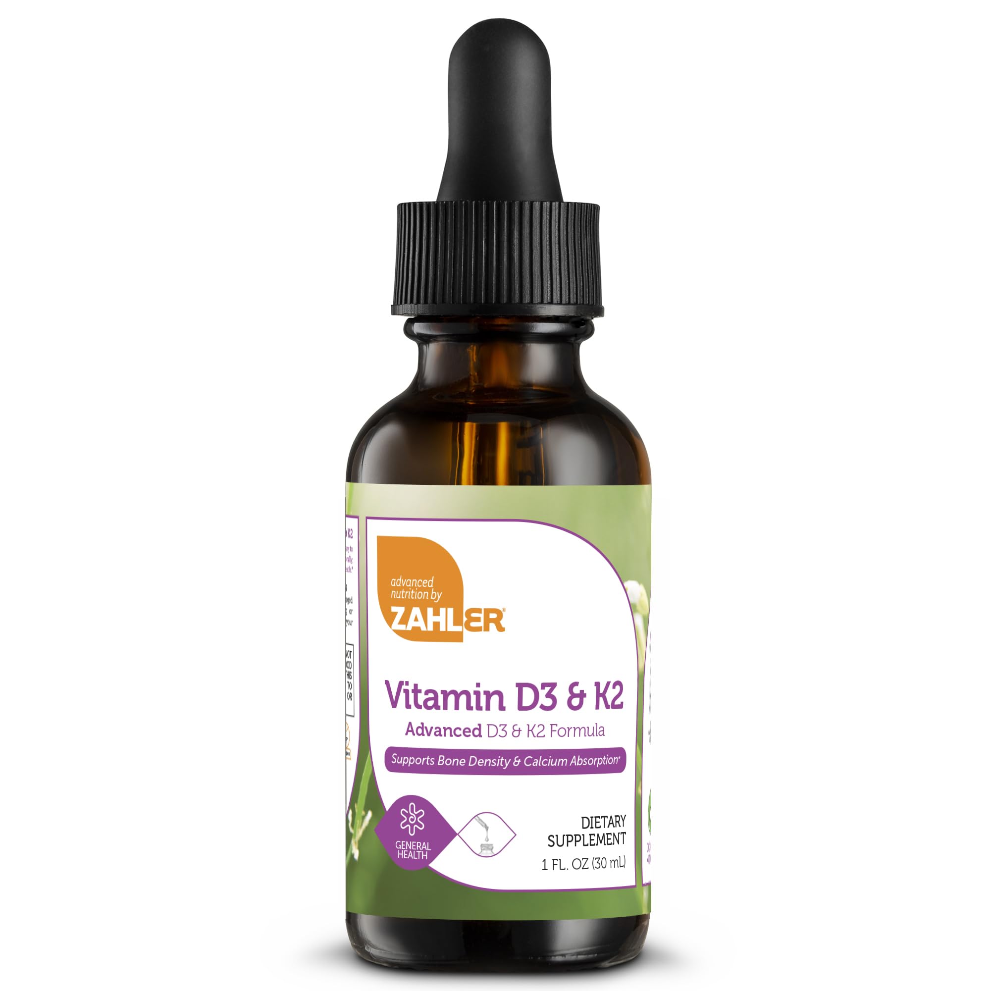 Zahler Vitamin D3 K2 Drops bottle pour for easy dosage.