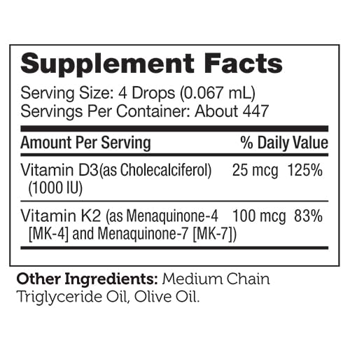 Zahler Vitamin D3 K2 Drops made in USA facility with quality symbols.