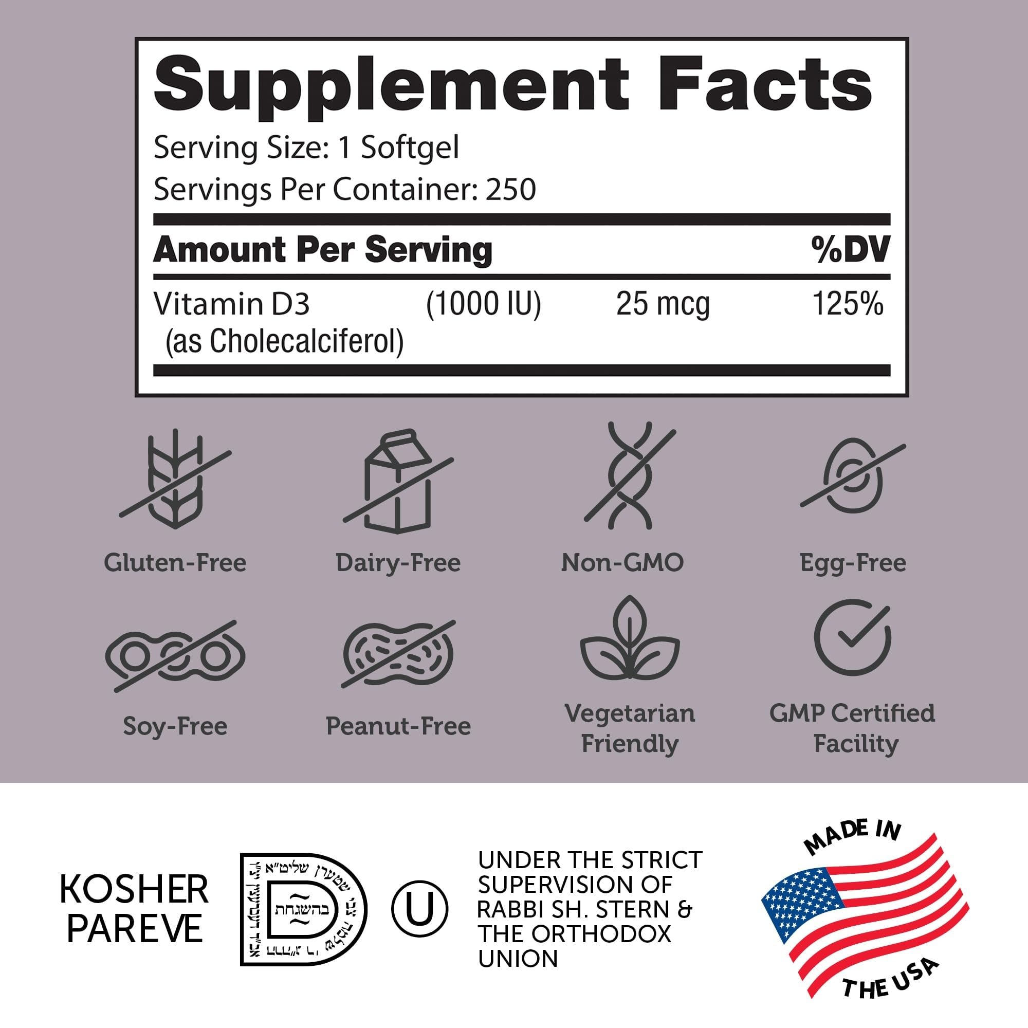 Zahler Vitamin D3 softgels close-up showing easy-to-swallow capsules.