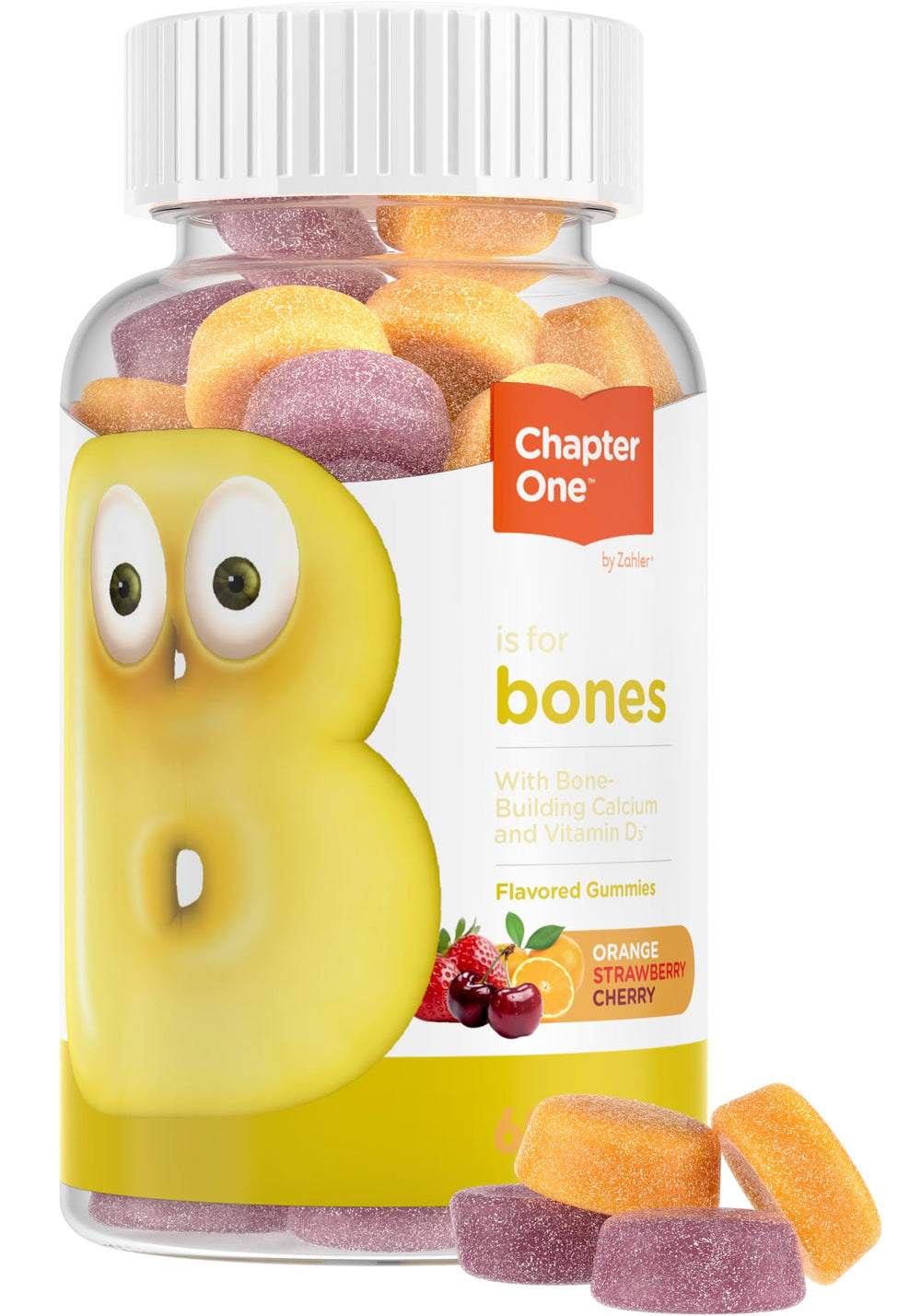 Zahler Yummy Kids Calcium Gummies bottle on table supports growth