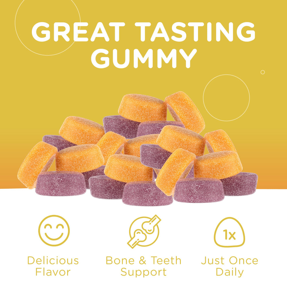 Child taking Zahler Gummies with water for daily calcium support