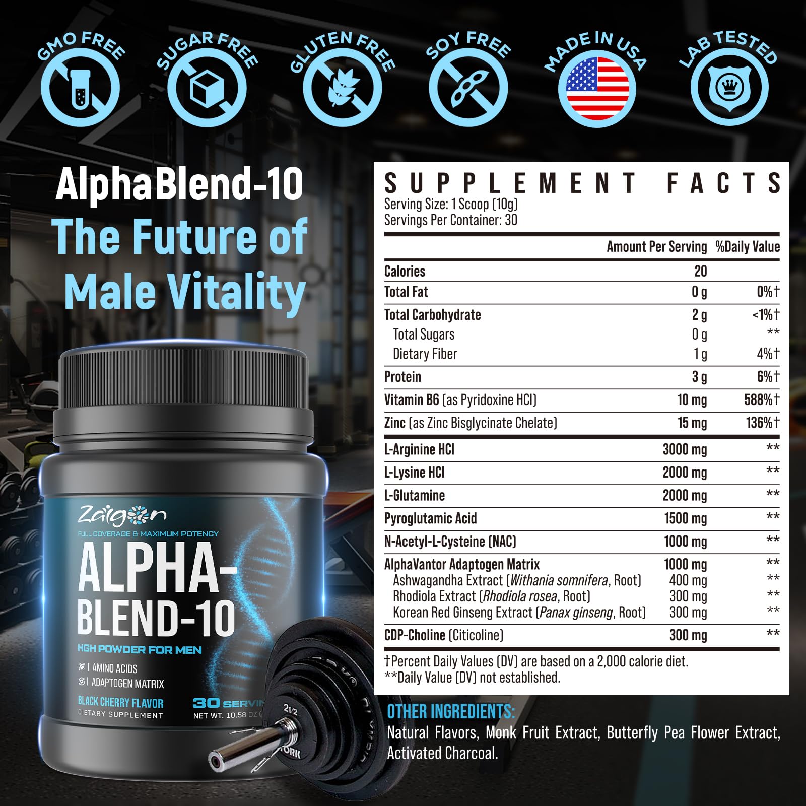 Zaigon HGH Supplements black cherry flavor swatch emphasizing natural sweetness.