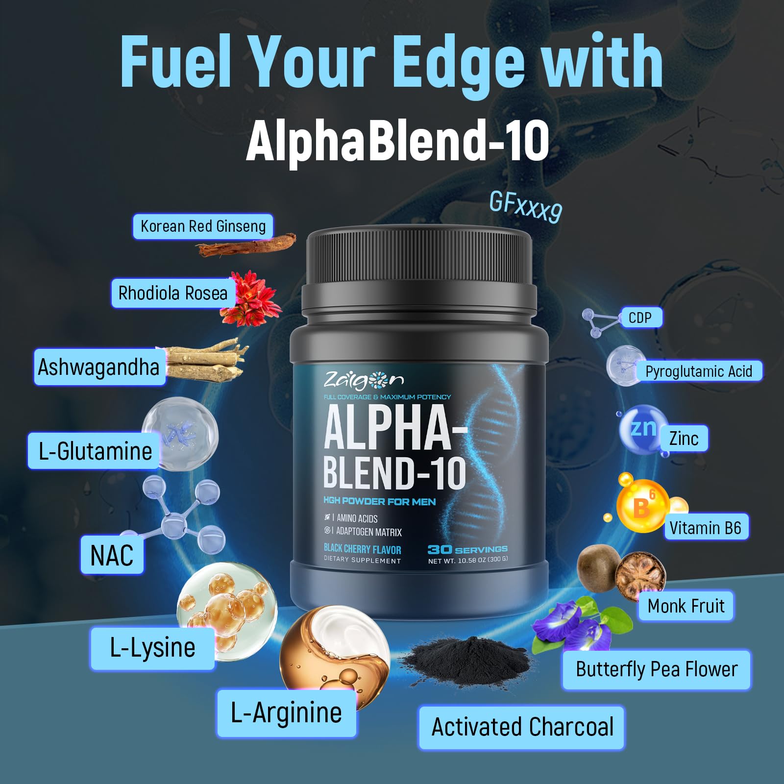 Zaigon HGH Supplements ingredient label shows transparent dosages.