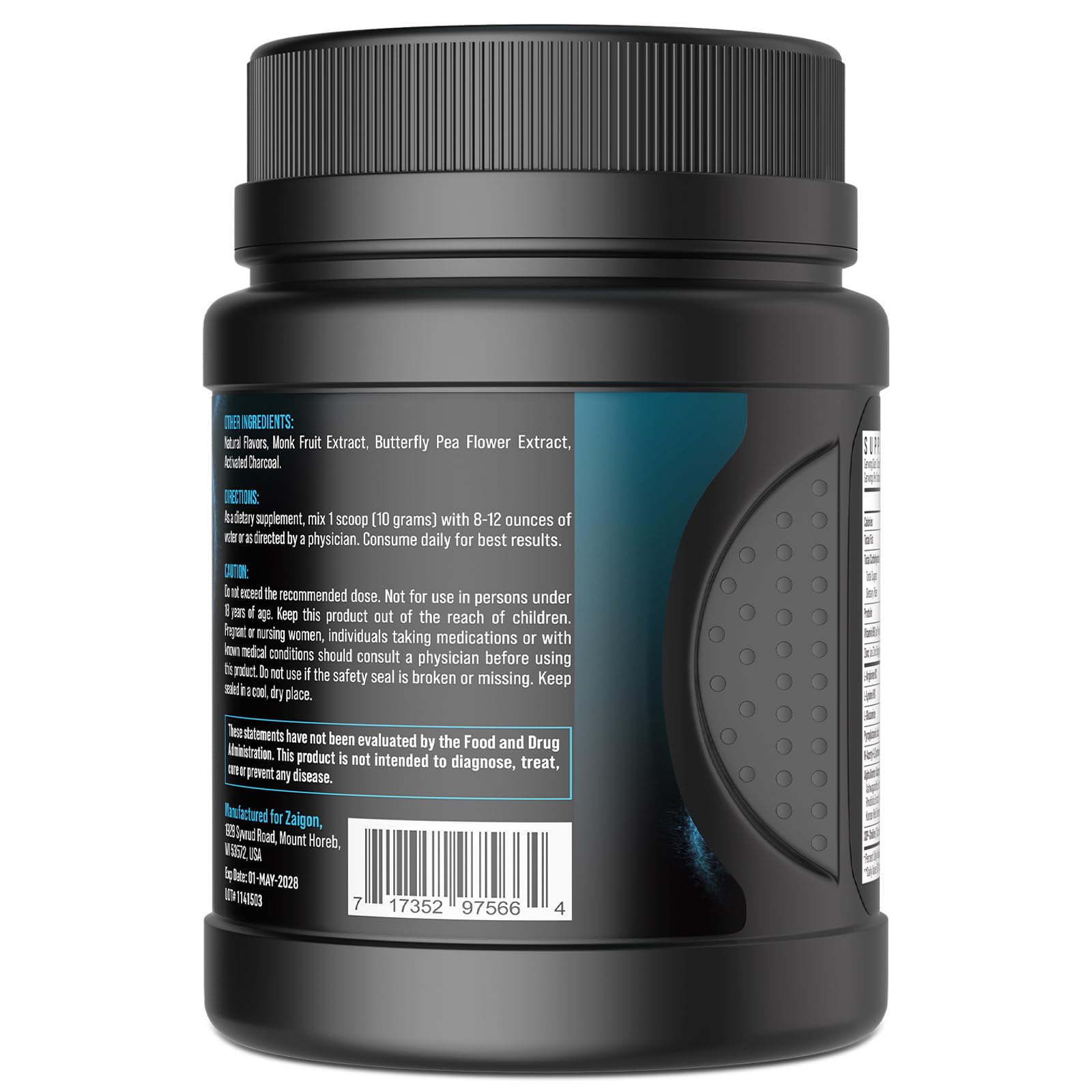Zaigon HGH Supplements powder in glass ready to mix with water after training.