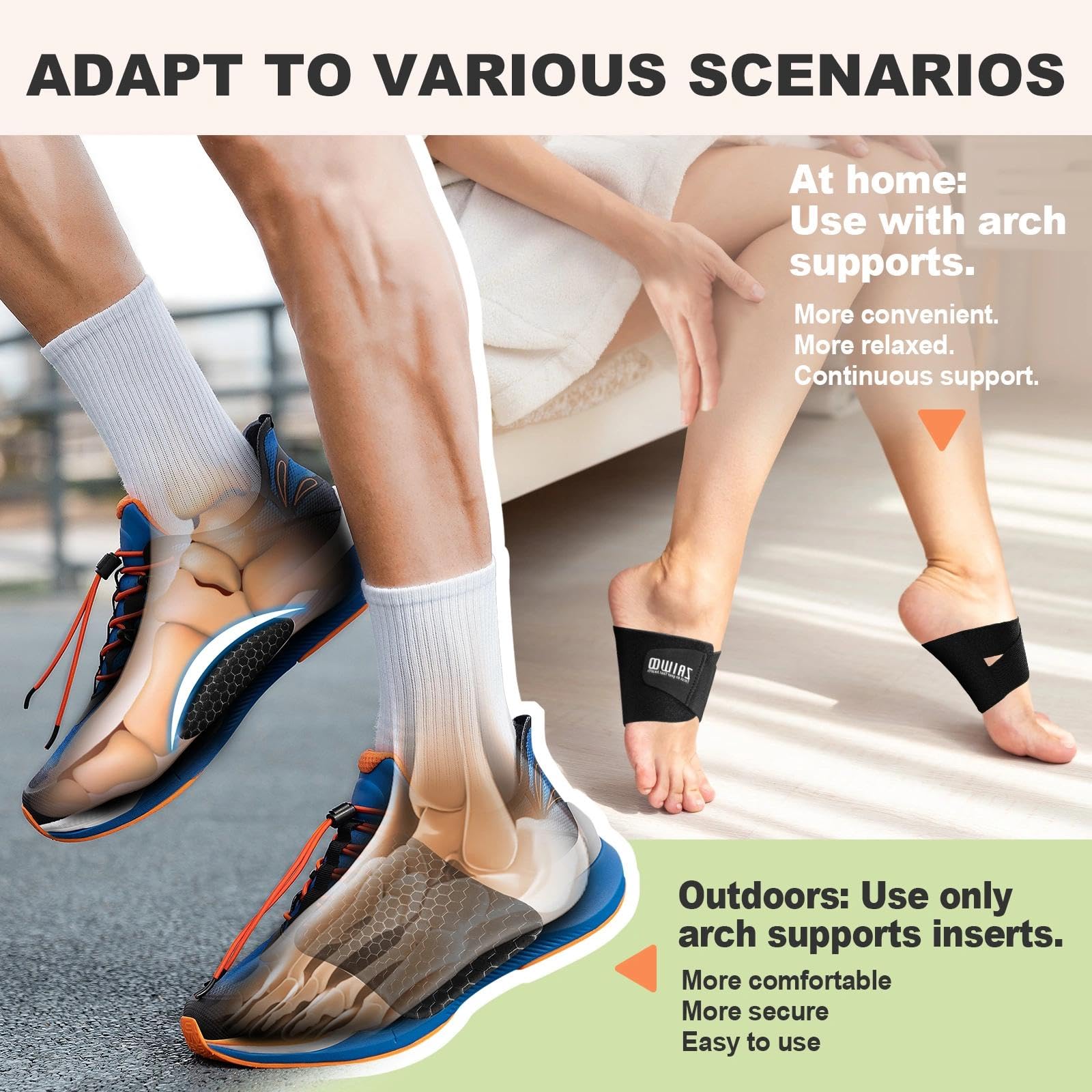 ZAIWOO right-height inserts inside shoes for a snug fit.