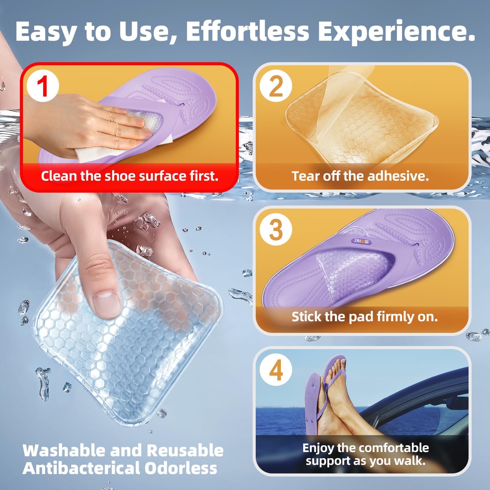 ZAIWOO washable arch pad remains sticky after washing.