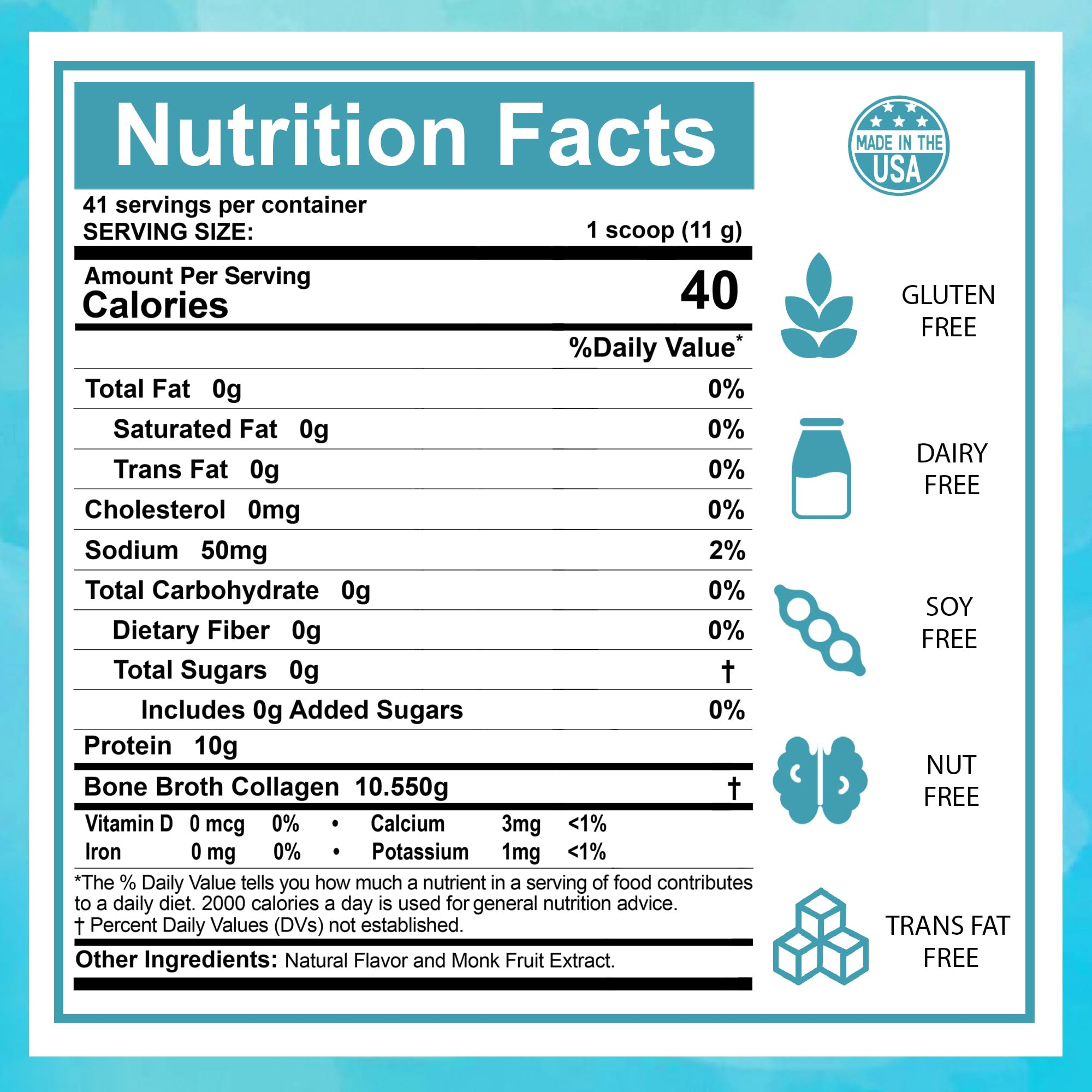 Zammex grass-fed beef bone broth ingredients image highlights clean, non-GMO sourcing.