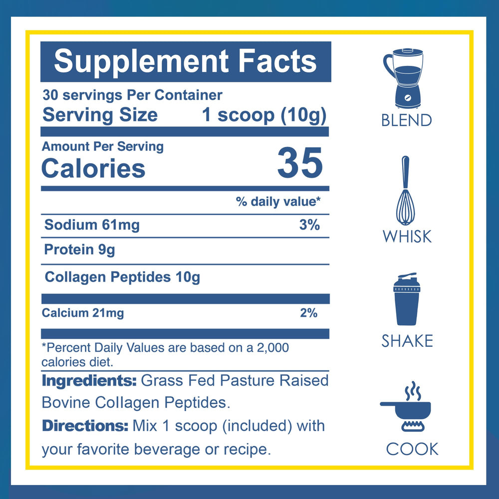 Zammex grass-fed collagen powder closeup highlights natural sourcing for quality.