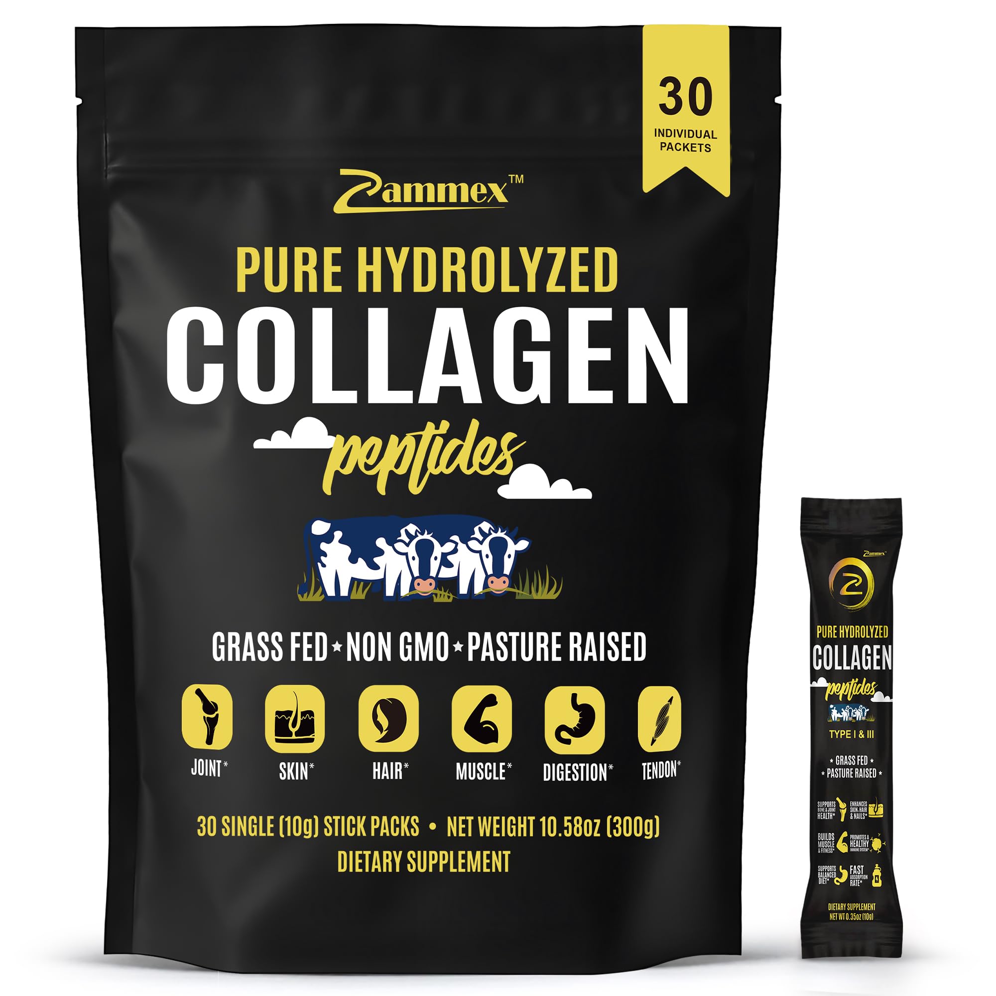 Zammex Premium Collagen Travel Pack sticks for on-the-go protein boost