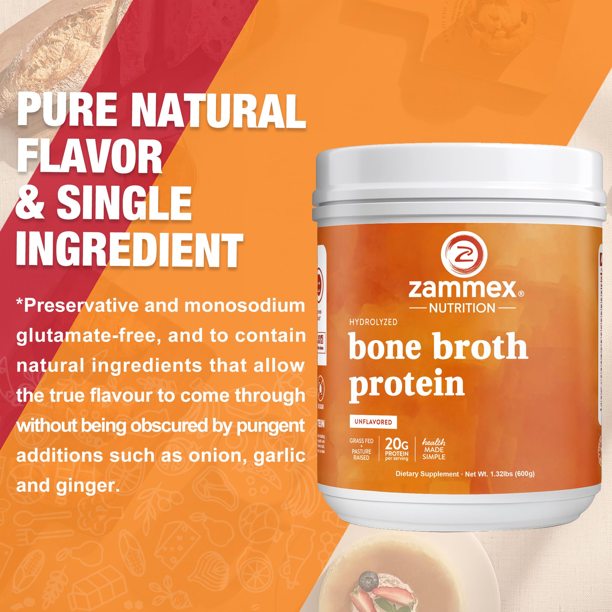 Zammex label highlights non-GMO, gluten-free, and paleo-friendly benefits.