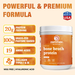 Zammex scoop included to measure 20g protein per serving.