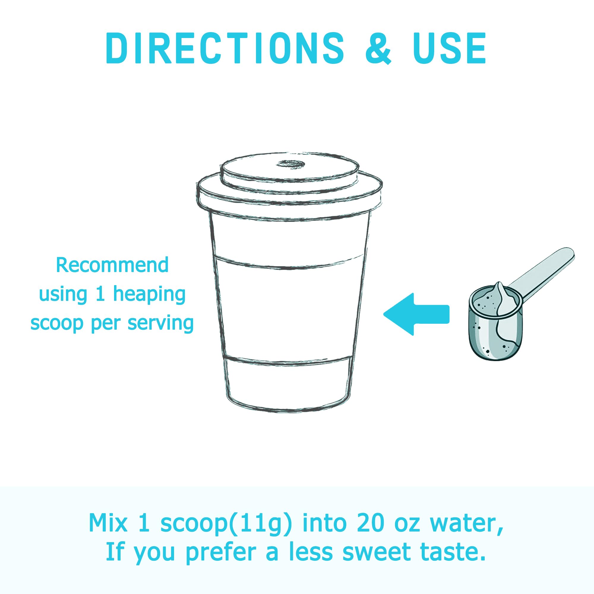 Zammex serving scoop displays convenient measurement for daily protein.