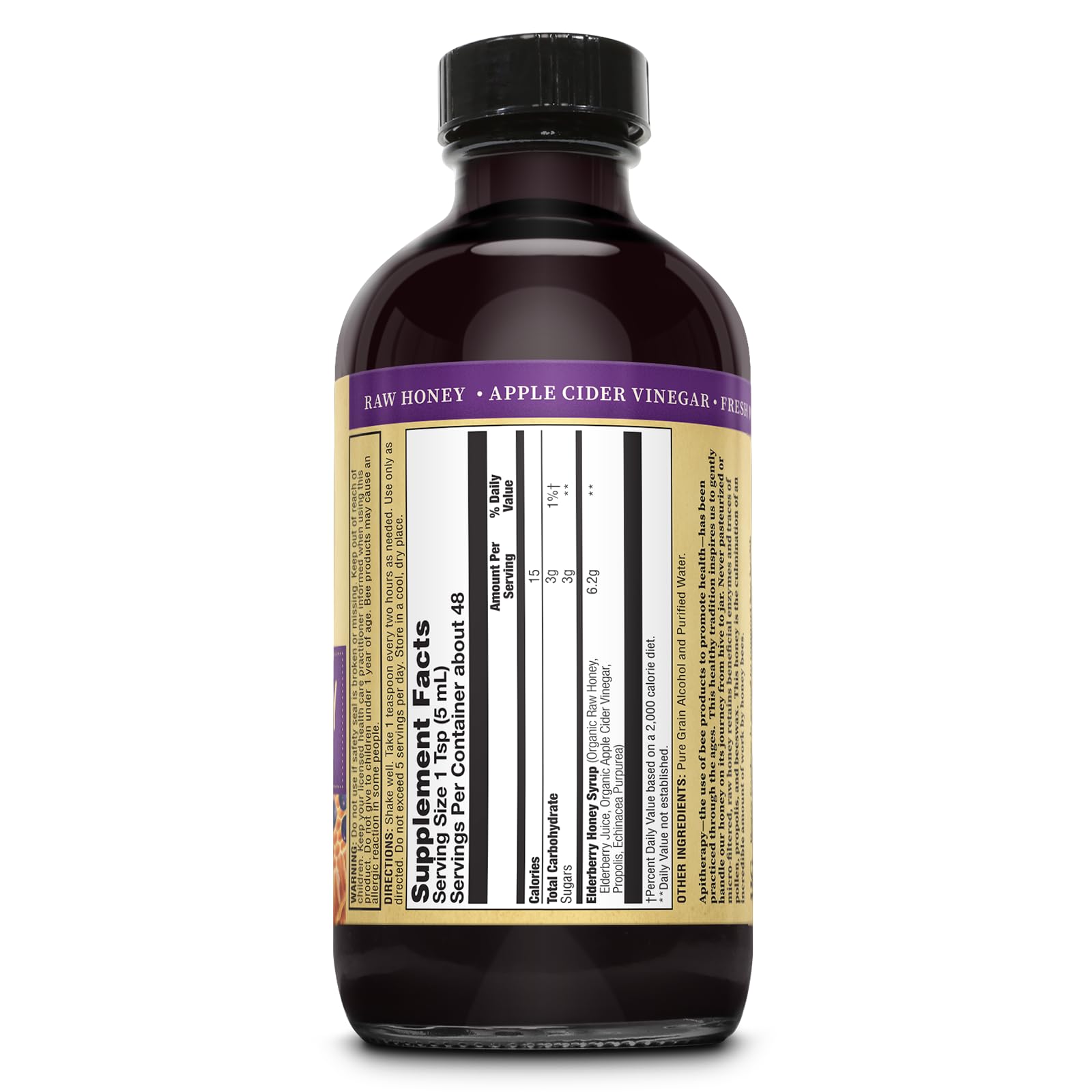 ZAND Elderberry Syrup bottle showing propolis tincture for a natural wellness blend