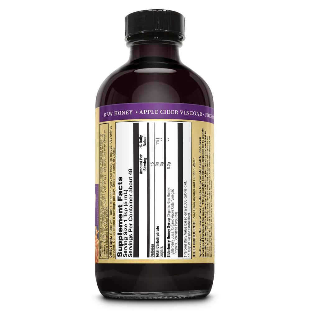 ZAND Elderberry Syrup bottle showing propolis tincture for a natural wellness blend