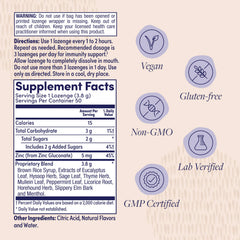ZAND Immunity Menthol Lozenges close-up showing texture for soothing throat comfort.