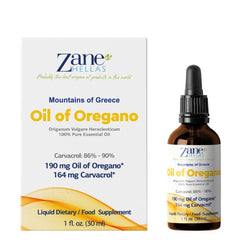 Zane Hellas oregano oil bottle with dropper highlighting premium Greek origin for daily wellness