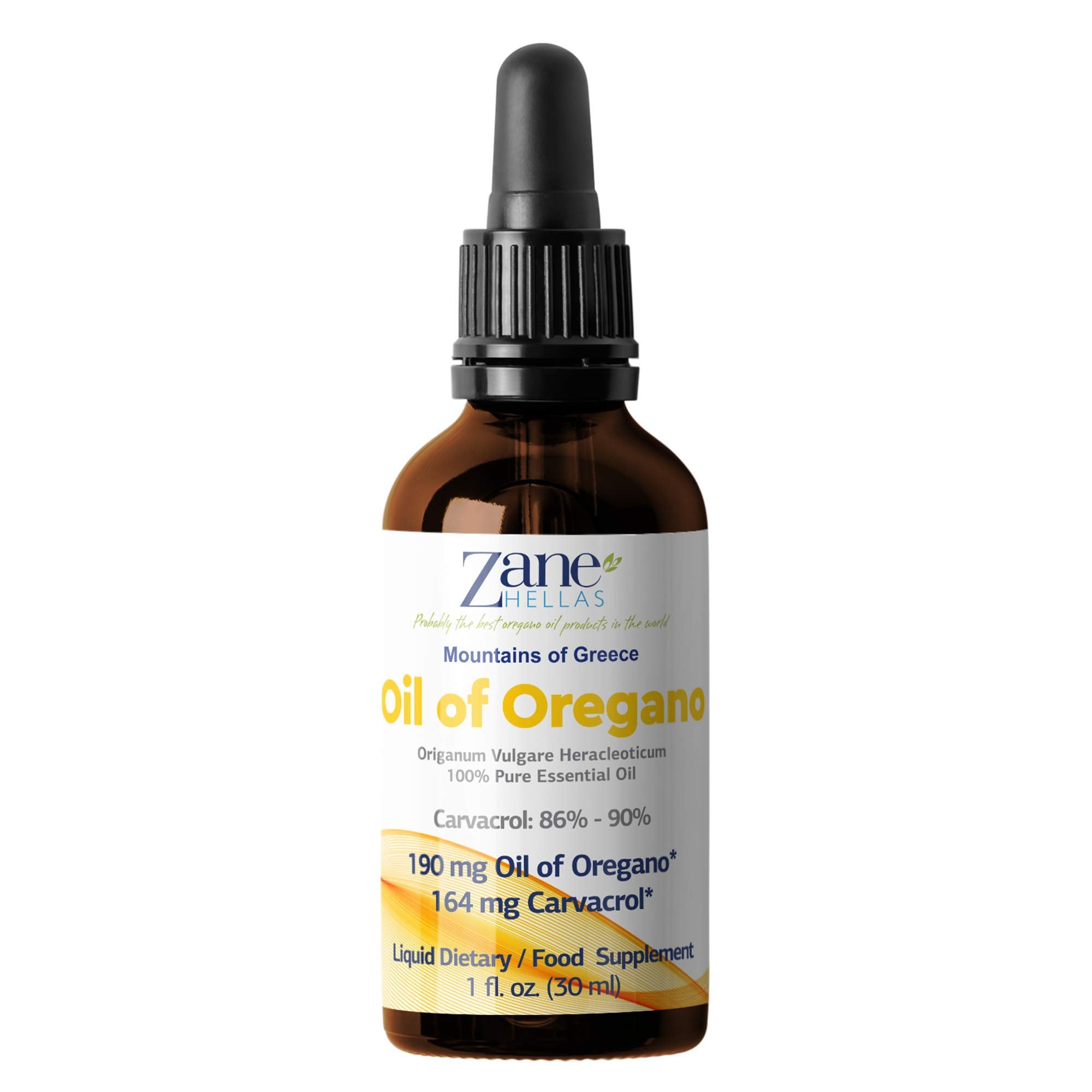 Zane Hellas oregano oil packaging and label on display