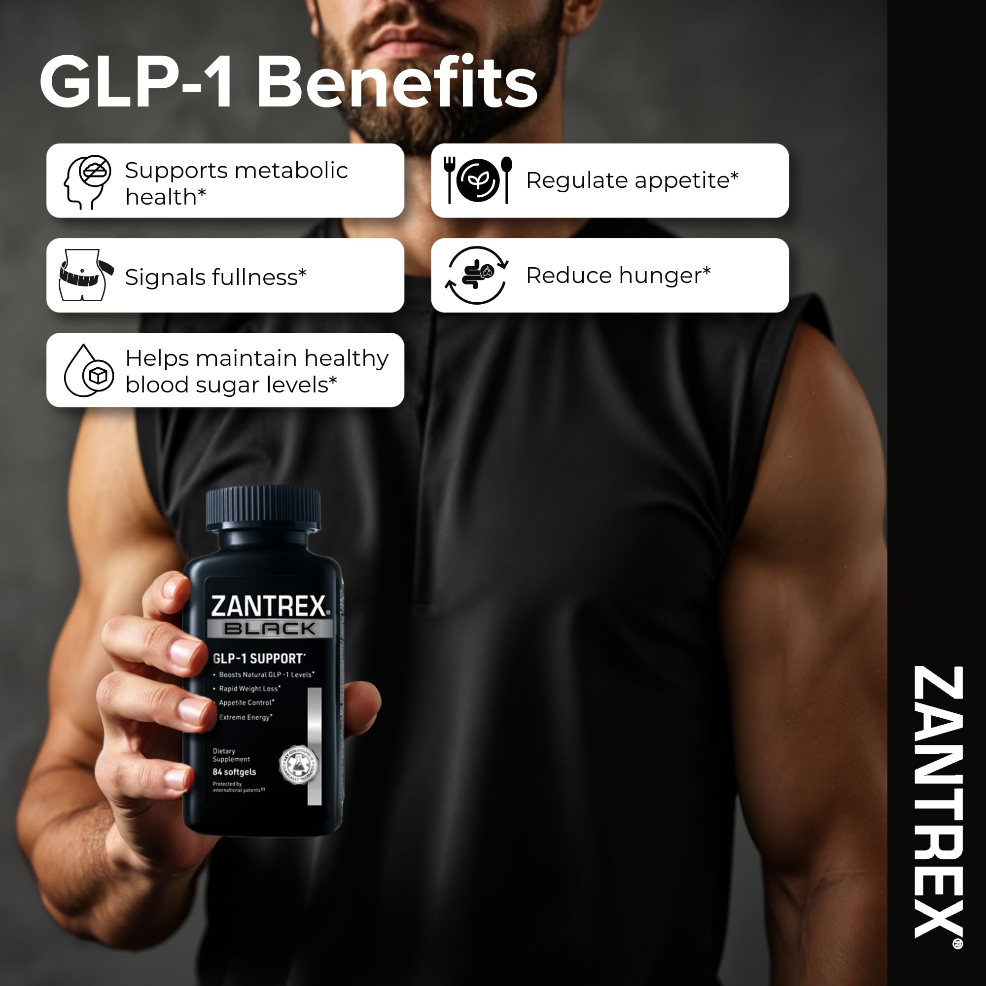 Zantrex Black thermogenic energy image conveys lasting stamina for daily activities.