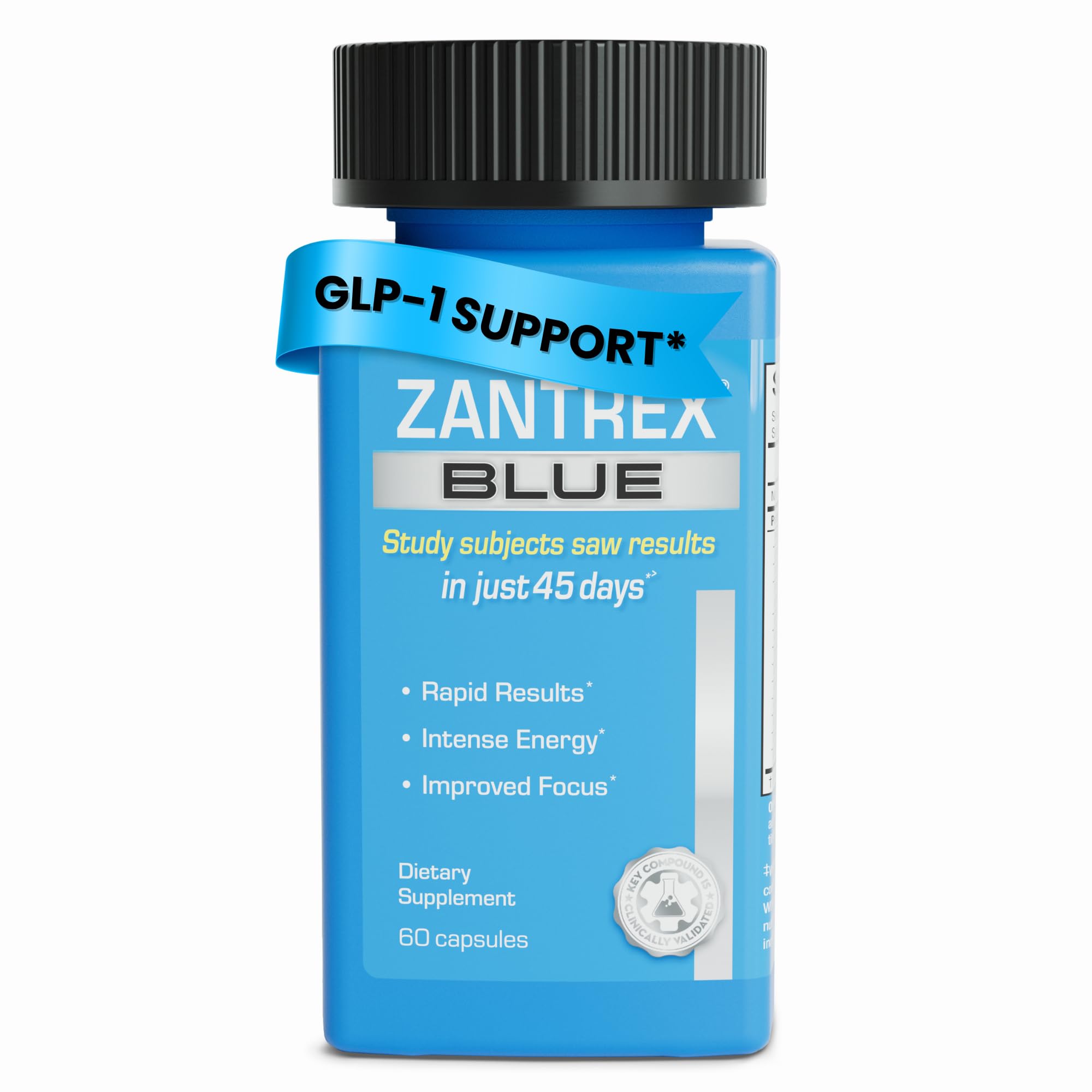 Zantrex Blue energy bottle provides sustained daily energy for workouts and focus.