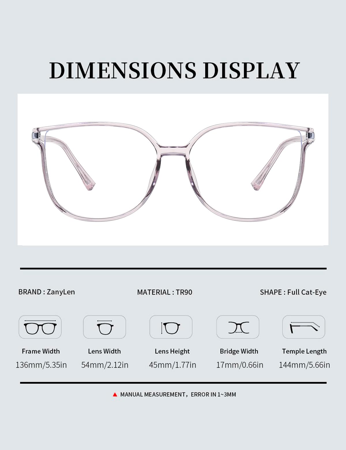 ZanyLen Vintage blue light glasses UV400 lens closeup for screen use.