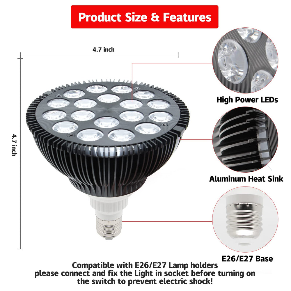 Zarbaha 24-LED array shows red and near-infrared coverage.