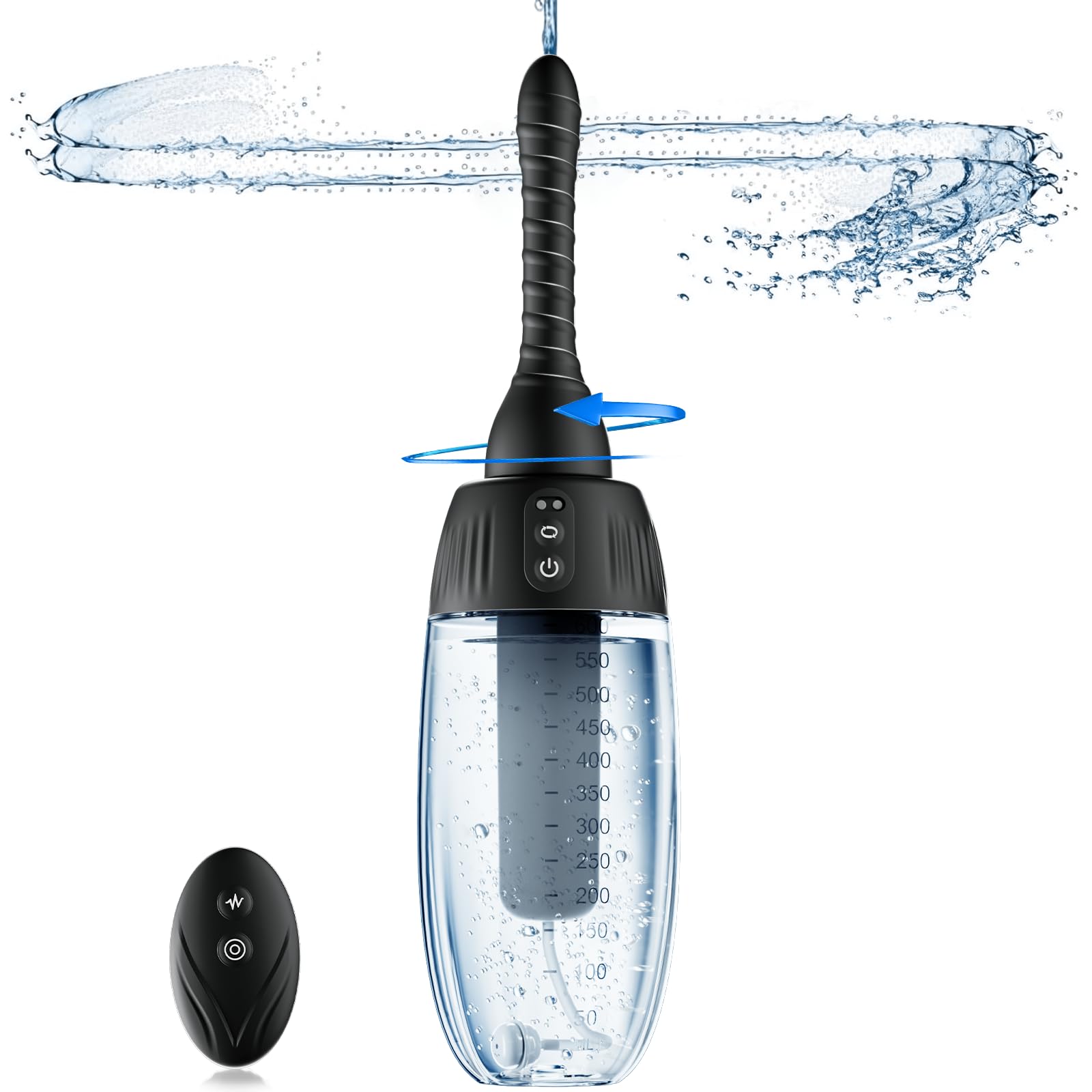 Zatsaog Anal Douche remote control for hands-free operation and adjustable spray modes.