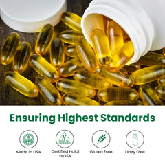Zaytun fish oil bottle label highlighting lemon flavor for daily use