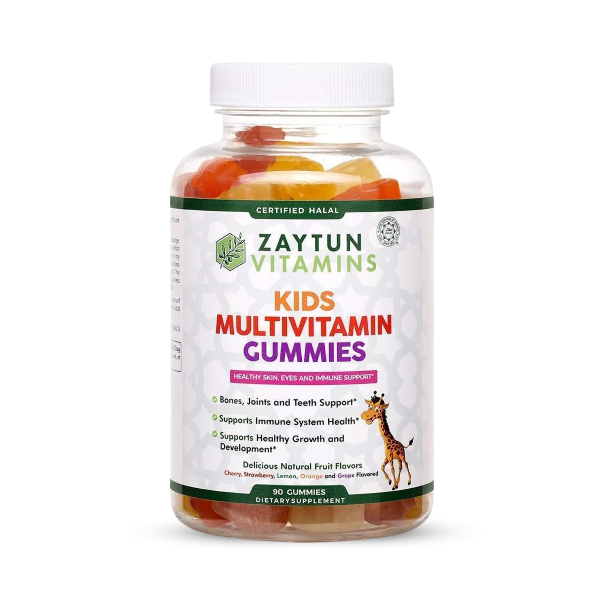 Zaytun Kids Multivitamin Gummies bottle close-up with kid-friendly fruit flavors