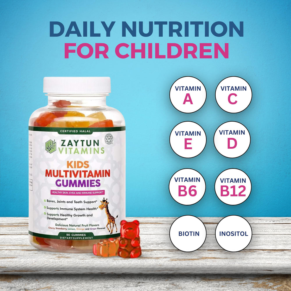 Zaytun Kids Multivitamin Gummies with natural cherry and strawberry flavors