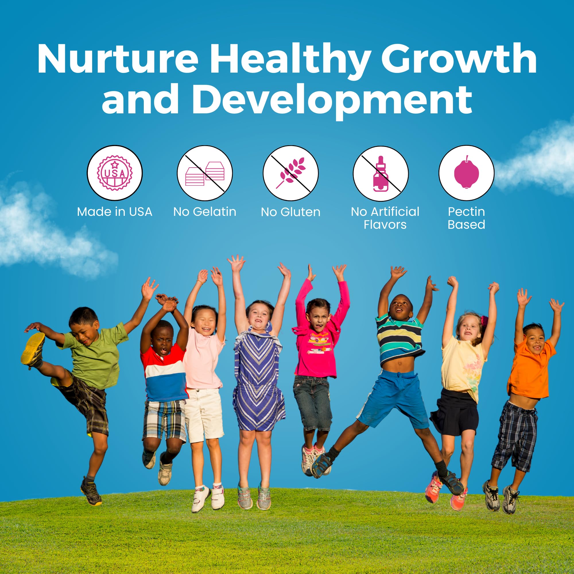 Zaytun Kids Multivitamin Gummies packaging showing gluten-free and dairy-free claims