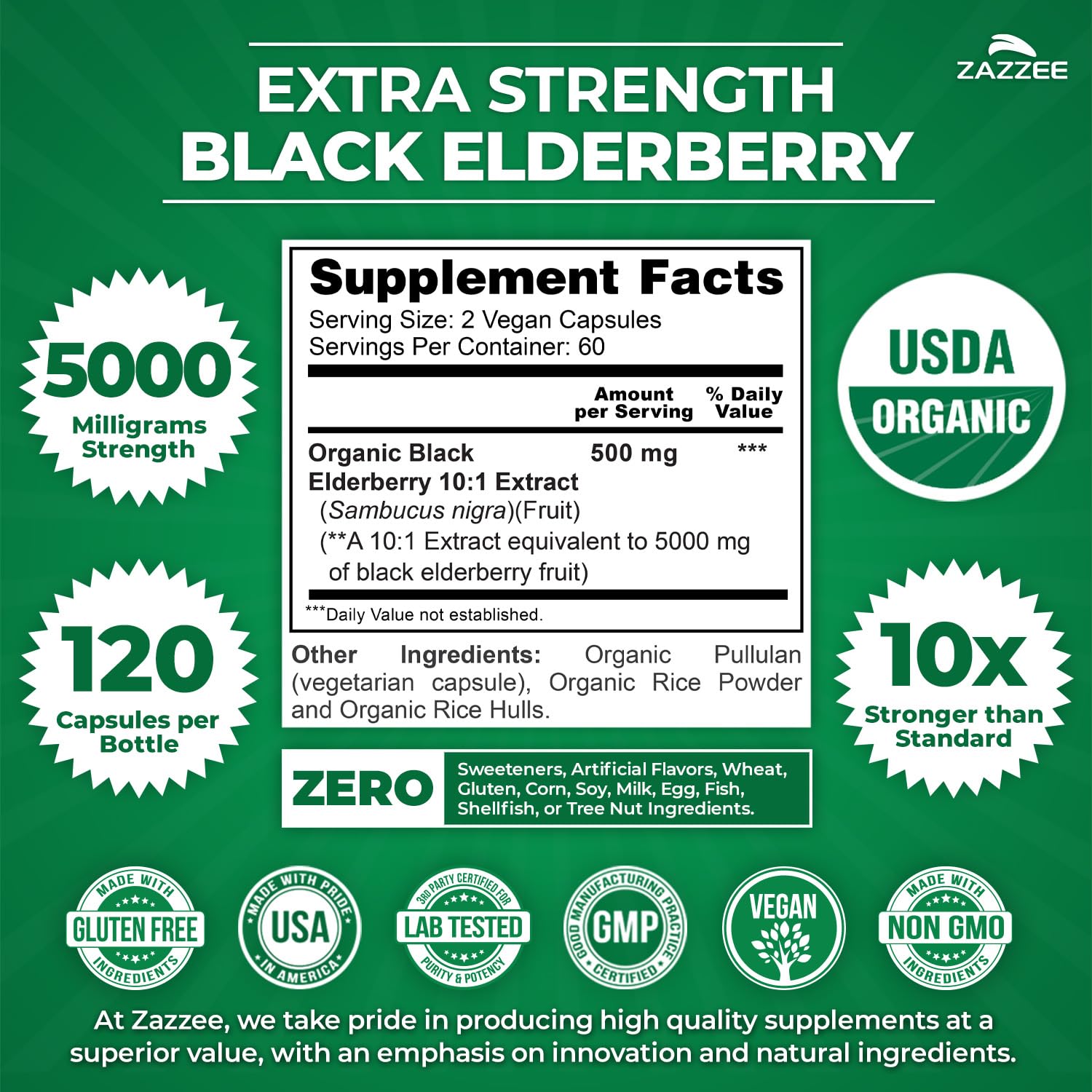 Zazzee 5000 mg elderberry capsules for a convenient daily routine