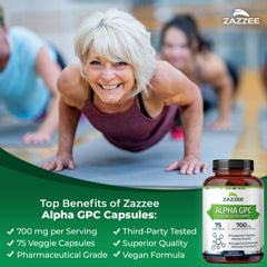 Zazzee Alpha GPC ingredients panel confirms vegan, non-GMO formulation