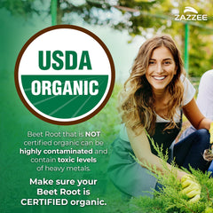 Zazzee beet root capsules with 5 mg black pepper for absorption.