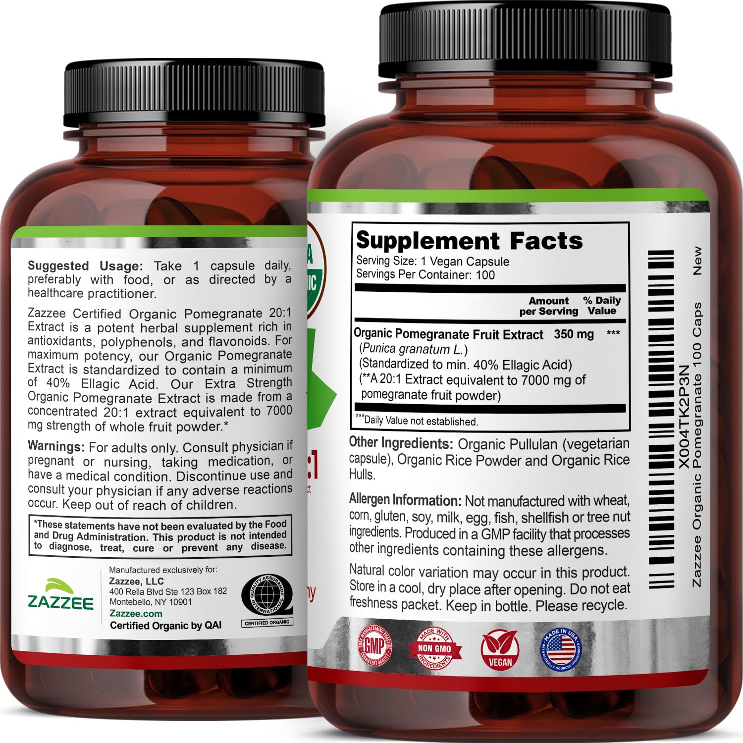 Zazzee product close-up with label detail indicating premium quality.