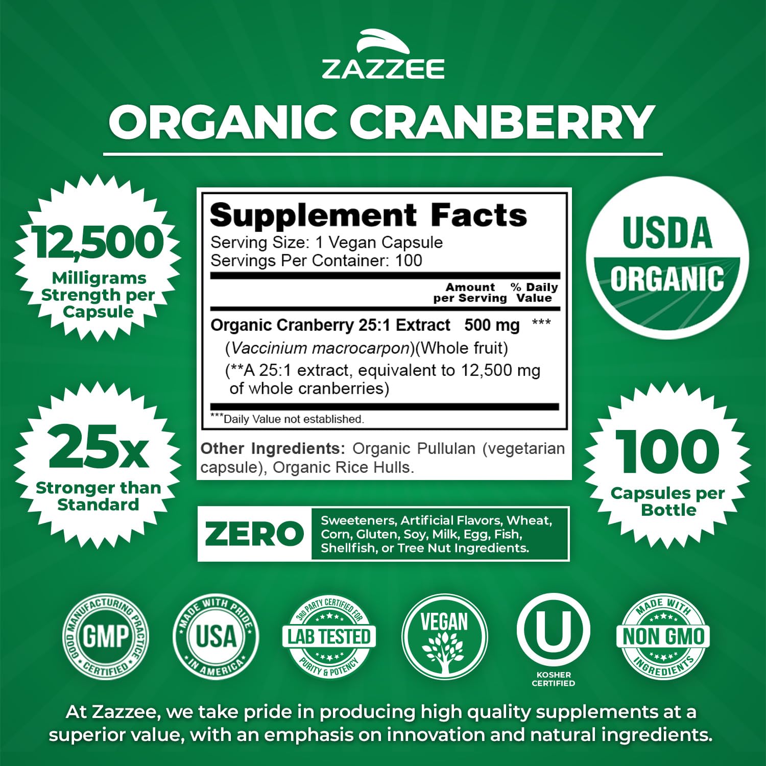 Close-up of 500 mg vegan capsule showing potency