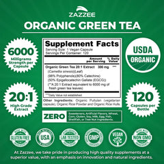 Zazzee 50% EGCG close-up highlights key active compounds.