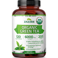 Zazzee USDA Organic Green Tea Extract 6000 mg | 50% EGCG, 80% Catechins, 98% Polyphenols, 4-Month Supply, 120 Veg Capsules, 20:1 Potency