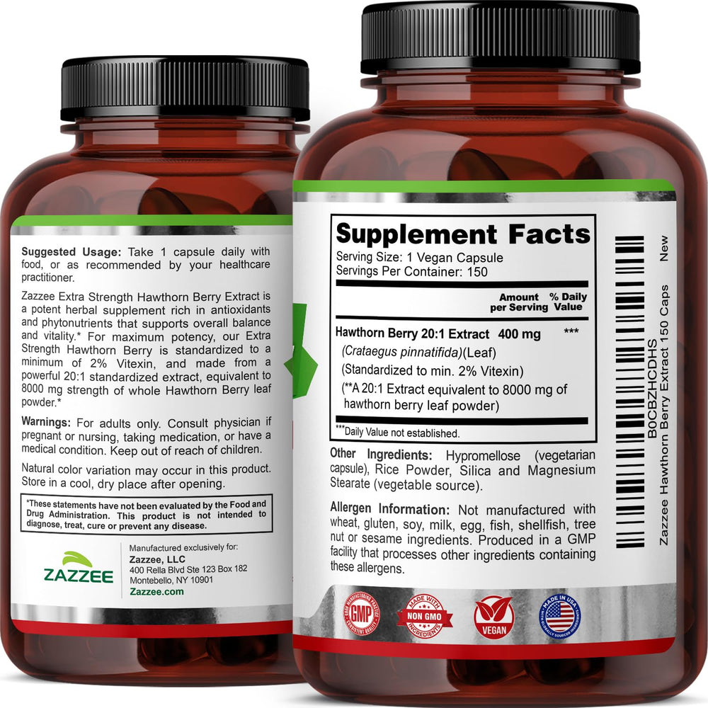 Zazzee Hawthorn extract non-GMO label underlines clean ingredients