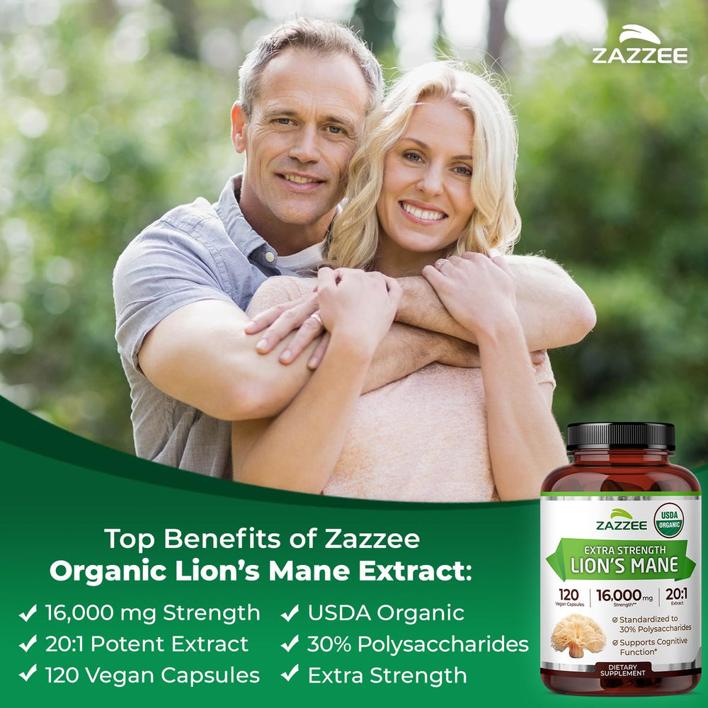 Close-up of Zazzee Lion's Mane extract texture and potency