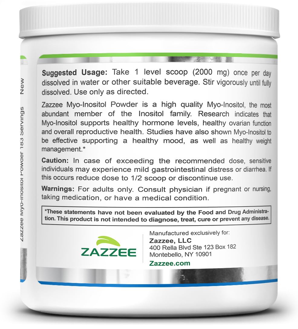 Zazzee Myo-Inositol powder reproductive-support focus fits daily routines.