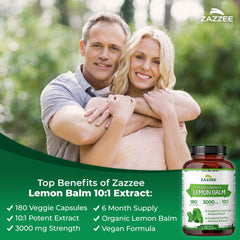 Zazzee Organic Lemon Balm extract ingredients label showing 10:1 extract.
