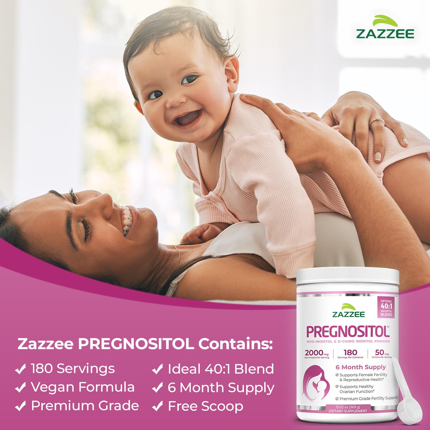 Zazzee Pregnostol serving measure dissolves quickly in water.