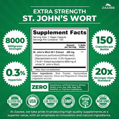 Zazzee St. Johns Wort capsule close-up highlights vegan formulation
