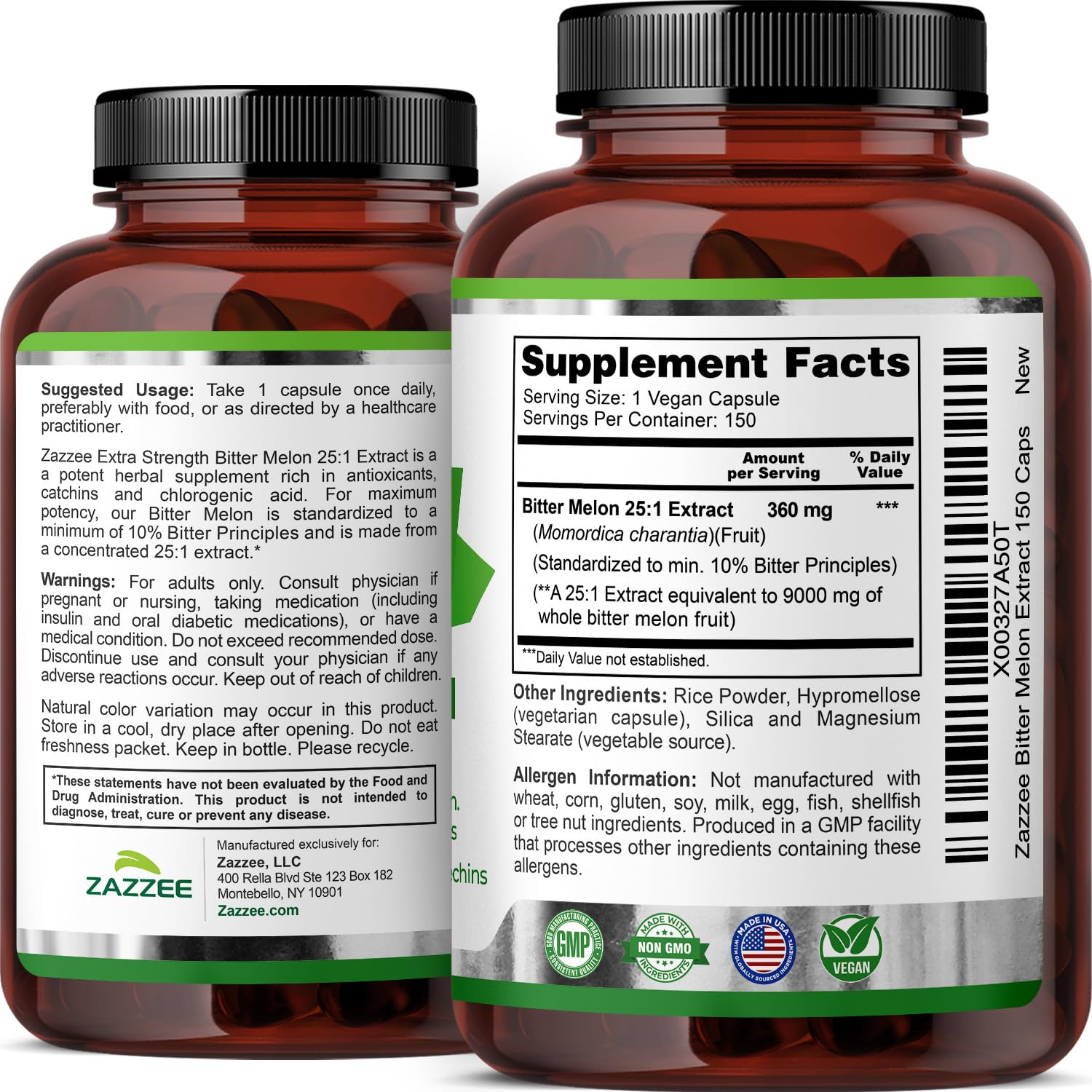 Zazzee vegan non-GMO capsules in clear packaging.