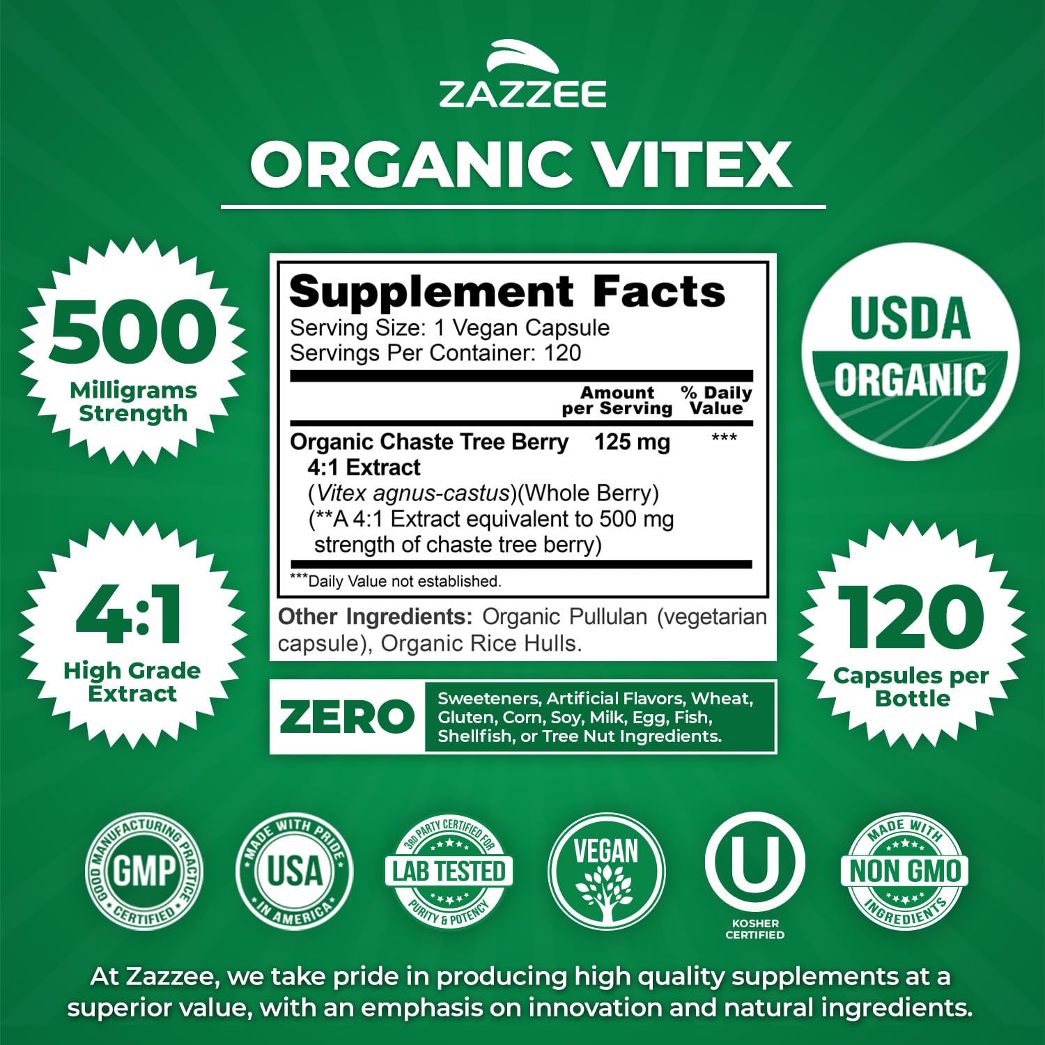 4-month supply packaging of Zazzee Vitex for ongoing use.